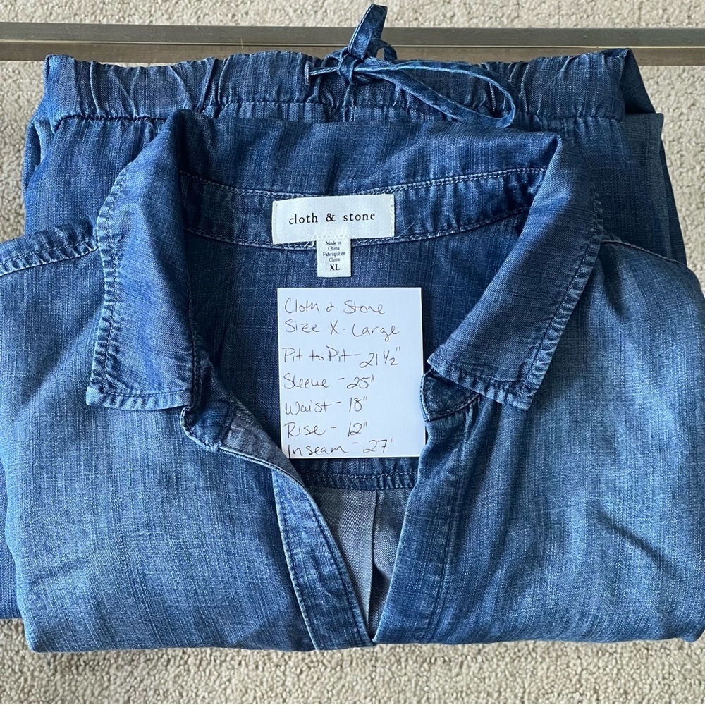 Cloth & Stone Indigo Denim Overalls - Picture 13 of 13